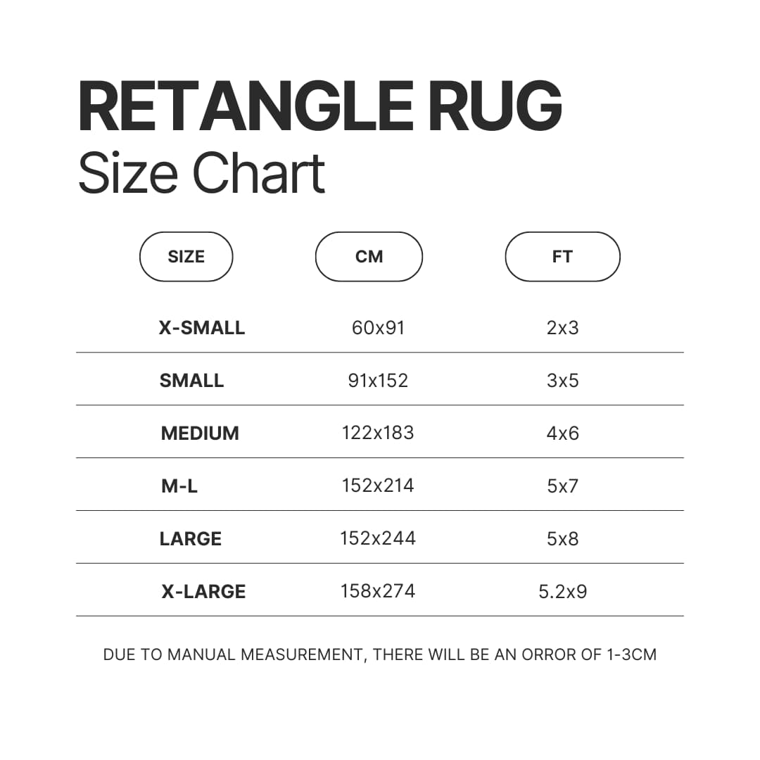 Retangle Rug Size Chart - Sailor Moon Merch